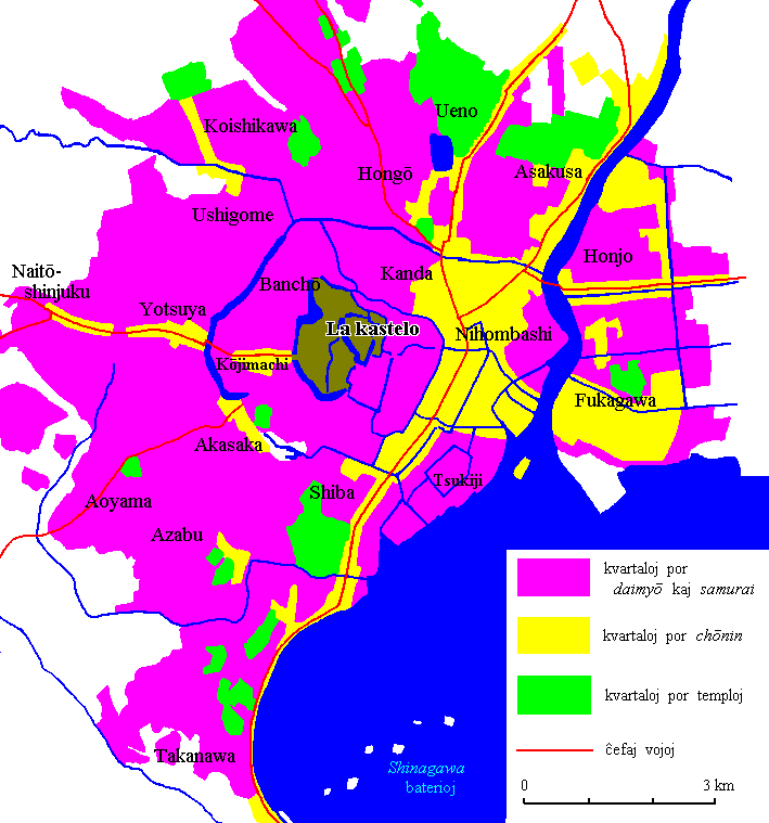 mapo de la urbo Edo en la 18-jarcento